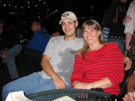 Chris and Jill at 8.0's, why is Chris's shirt all wet?