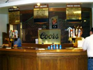 The bar at the Coors Brewery, where you get lots of taste tests.