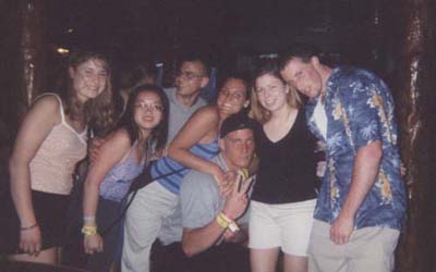 Corinne, Janice, Ethan, Rose, Jimmy, Me, and Jeff waiting for the booze cruise at Fat Tuesdays