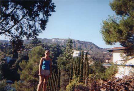 Me in front of Hollywood sign, if you can see Hollywood, you aren't
allowed to go near the sign so Mike found a perfect picture spot.