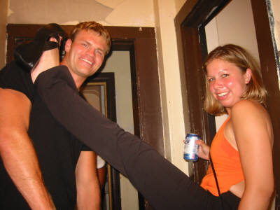 Hmmmm, McGlade and I goofying around at the party