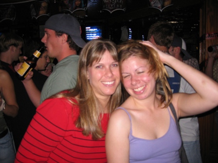 Jill and I, with me goofying around with hairstyles