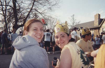 Stacy and Jen waiting for the chariot races
