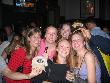 Jill, Abbey, Ashley, Carol, and I posing while that boy put that stupid hat on my hat, Michigan SUCKS!