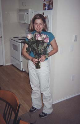 Me with a dozen pink roses I received from a special person