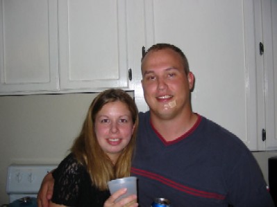 Sam and I hanging out in John's kitchen kicking back a few