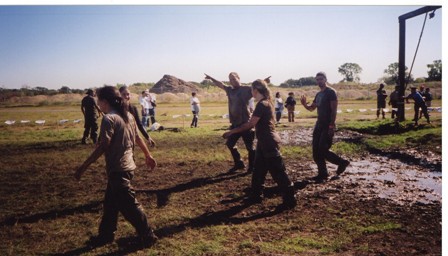 Our team, Lianne, Michelle, Sam, Me, and Carlos after swinging and ending up in the mud pit