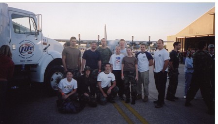 Top Row: Carlos, Jeremy, Gabe, Karen, Robert, Me, Nick, and Sam; Bottom Row: Lianne, Michelle, and ? before the Marine Mud Run 10k with obstacles. Notice how clean we are.