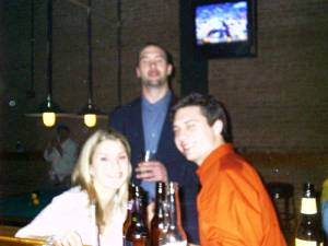 Gabe, Mandy, and Toby at the library.