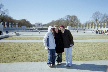 Brennan, Me, and Brianna in front of the World War II Memorial