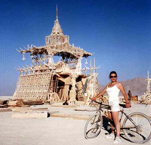 Image -- Annalisa at the Mausoleum, under construction - photo by Stuart