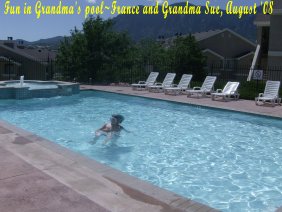 One day-we went swimming....I know-you can't tell it's Grandma and France...could be anyone..