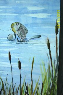 Close up of fish in painting - whimsical