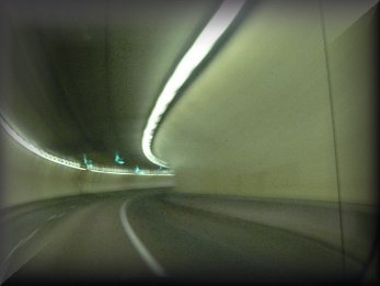 The Eisenhower Tunnel is long with curve at more than 11,000 ft above sea level through a hole in the Rocky Mountains along I-70