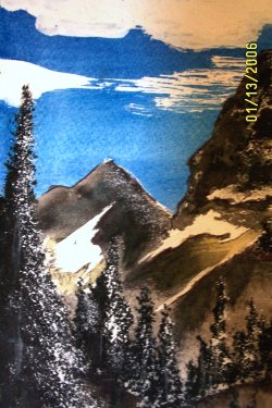 Wasatch Mountains, Utah: Watercolor & Ink 18" x 22 approx. (John B. Private Collection)