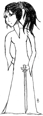 Chick with a sword