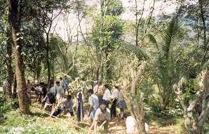 Camp members at work