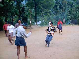 Camp members playing football