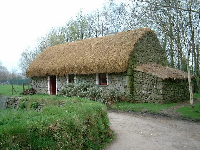 Thatched roof farmhouse
