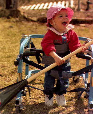 Emily in Gait Trainer raking