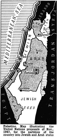 proposed UN map of partition of israel/palestine 1947