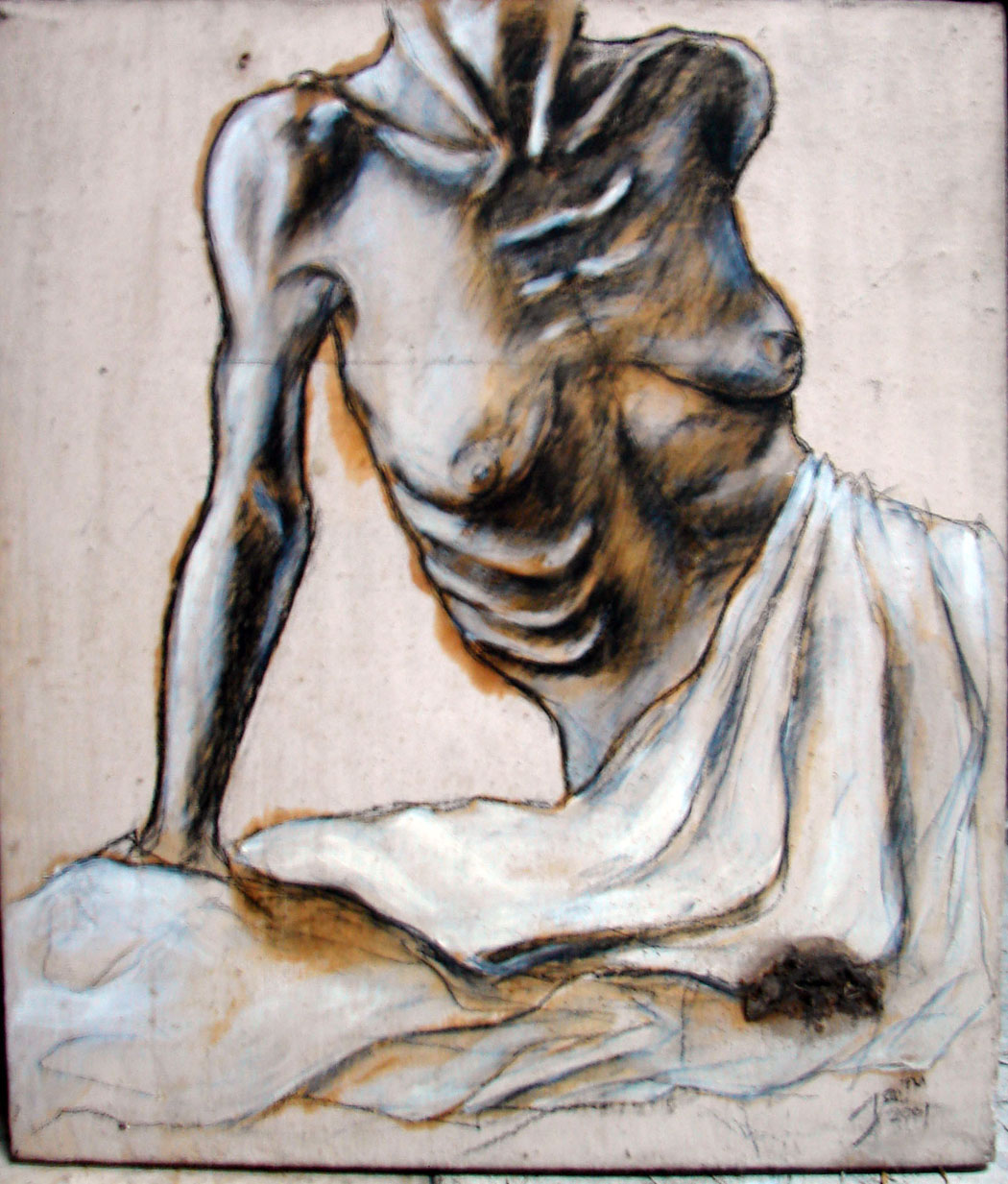 all bones, oil on canvas with dead lizard 2002