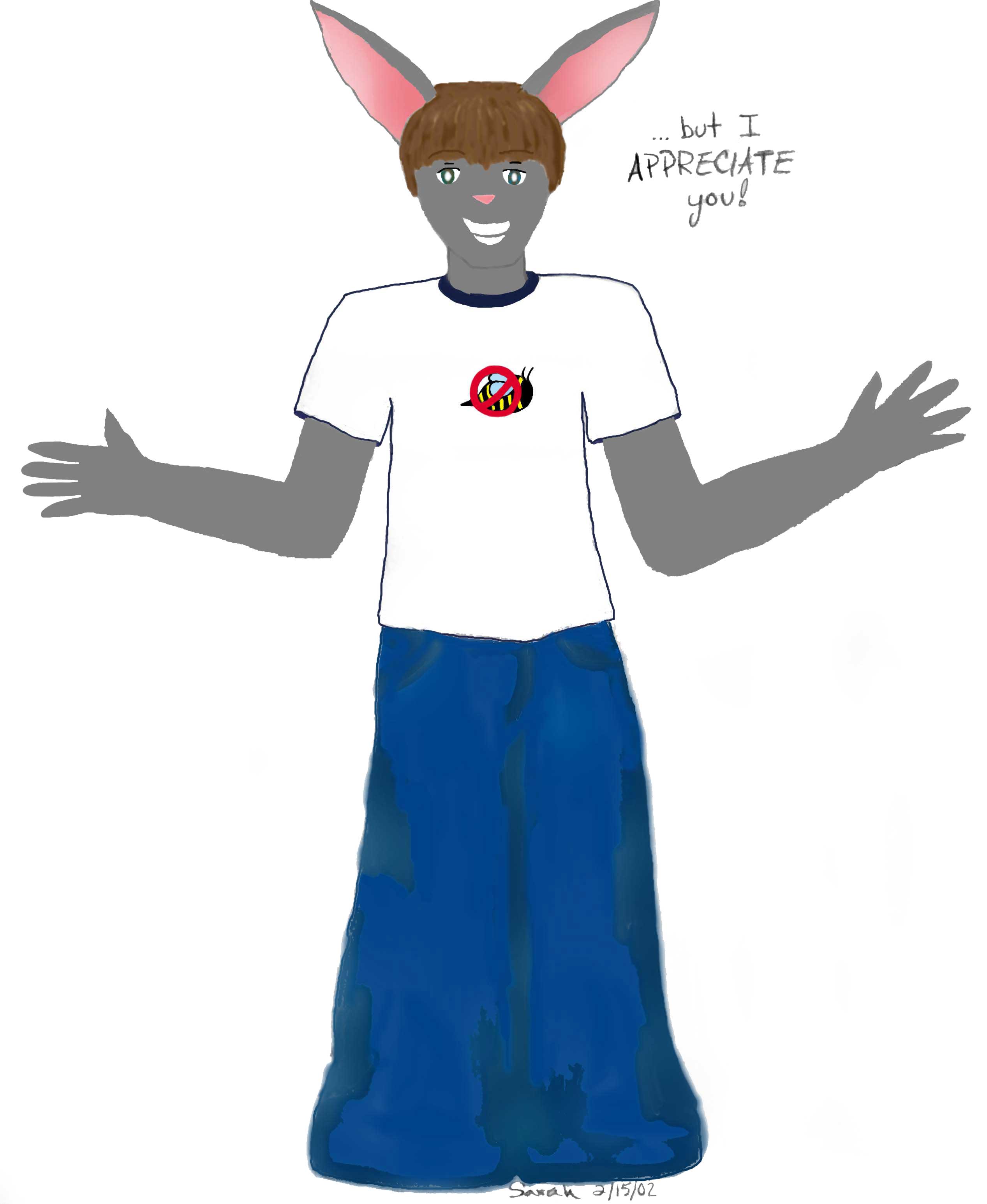This a my bf as a Bunnie... He's a bunnie. John and fear of bees (c)John, Drawing and my awesome coloring skills (c) me