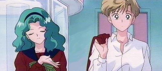 Michiru: "Umm... Haruka? Why don't you tell them..." Haruka: *gulp* "ME?! why me, Michiru?"