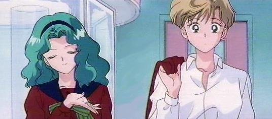 Michiru:  "Umm... Haruka?  Why don't you tell them..."  Haruka:  *gulp*  "ME?!  why me, Michiru?"