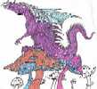 Purple Dragon, colored pen