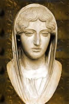 Marble head of a veiled woman (copy of a 5th century B.C. bronze head).&nbsp; Paris, Louvre Museum.