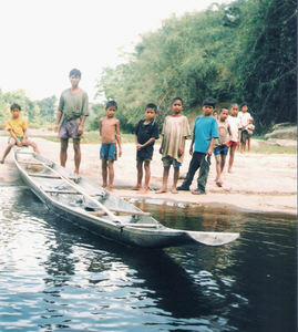 Traditional Laos Boat made of bomb debris