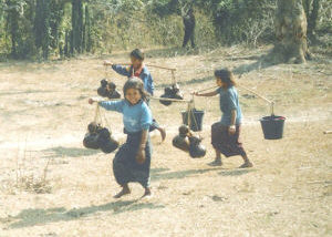 Children fetching Water in Gourds