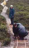 Laying slats on the track to Waterloo Bay, April 1998