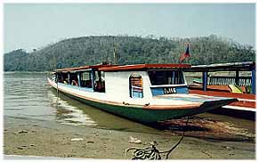 a speed boat that can take you along the Mekong River from Vientiane to Luarng Prabang and many stops in between ...