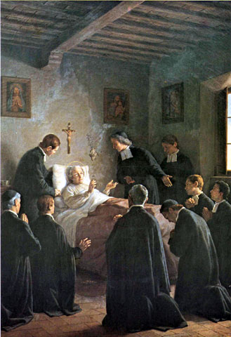San Juan Bautista DE LA SALLE moribundo bendice a sus Hermanos. (Gagliardi, 1906)