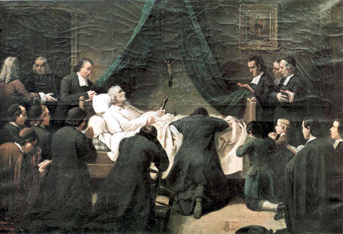 Muerte de San Juan Bautista DE LA SALLE (7 de abril de 1719), cuadro de Grellet (1859)
