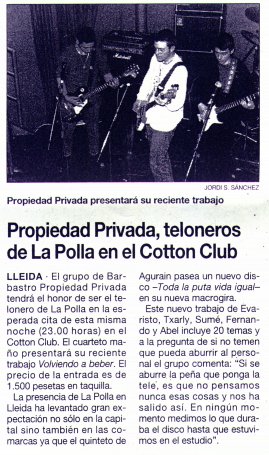 El periodico "La ma�ana" de Lleida siempre hace eco de las actuaciones de Propiedad Privada en la zona. 