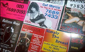 Prostitution phone box adverts