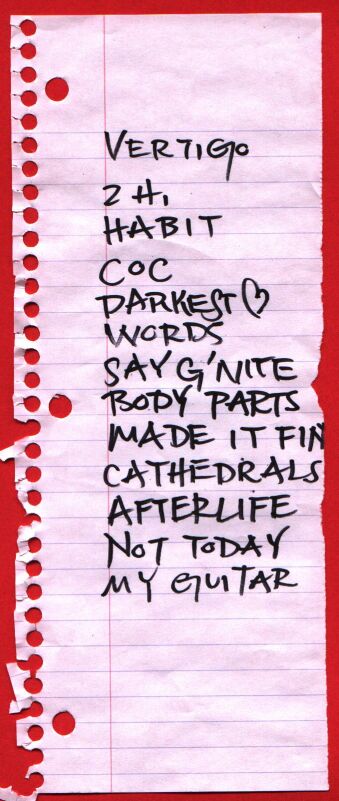A lovely list of songs.  Songs that were played by a band.  A band that you like.  A band that I like.