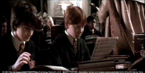 Harry and Ron about to take Lockhart's test