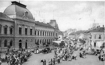 Mestsk� dom, pri ktorom sa konal trh 