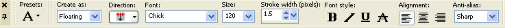 text bar settings