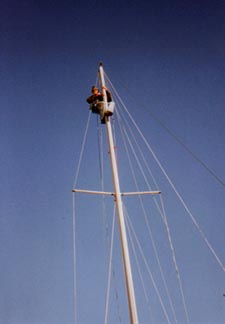 Working on the mast
