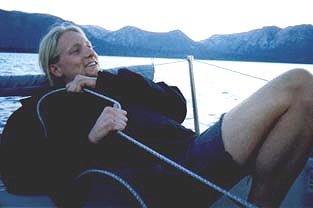 Happy guy out on the lake