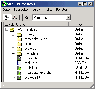 Screenshot des Sitemanagers