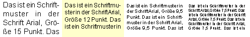 Schriftmuster zum Gr&ouml;&szlig;envergleich