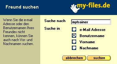 Suche in myfiles
