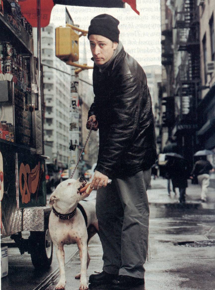 Jon walking his dog.&nbsp; From New Yorker Magazine 2 / 11 / 2002