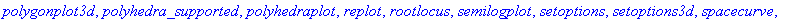 [animate, animate3d, animatecurve, arrow, changecoords, complexplot, complexplot3d, conformal, conformal3d, contourplot, contourplot3d, coordplot, coordplot3d, cylinderplot, densityplot, display, displ...